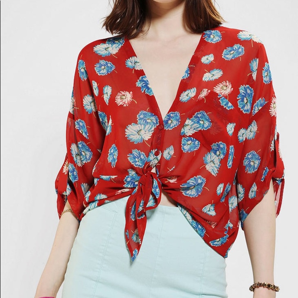 URBAN OUTFITTERS Pins ans Needles Red Tie Front